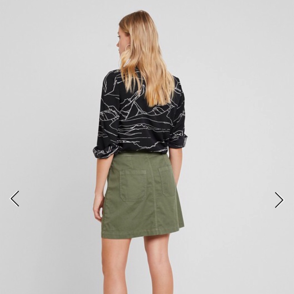 Banana Republic Green Utility Surplus A-Line Cotton Mini Skirt 4
